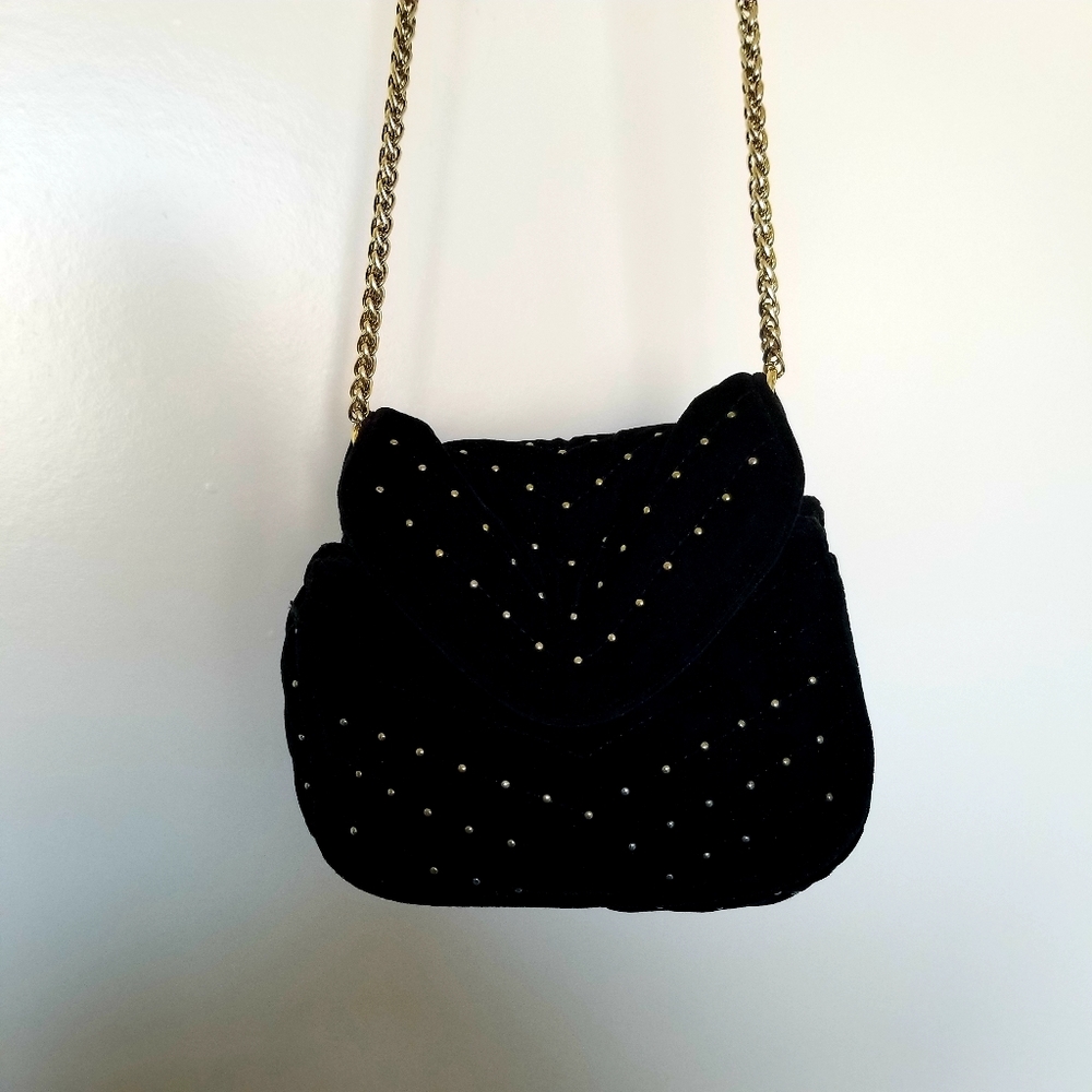 Topshop velvet black crossbody bag